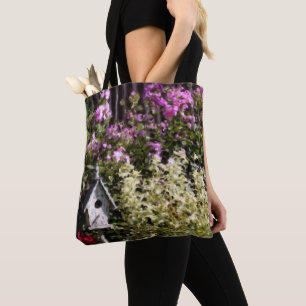 Tote Bag Peinture pastel de la maison d'oiseau du jardin de