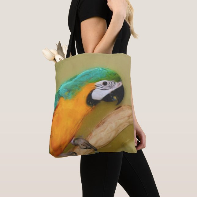 Tote Bag Peinture photo de perroquet bleu or Macaw (De près)