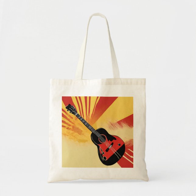 Tote Bag Peinture Pop Art Guitare Illustration Vintage Retr (Devant)