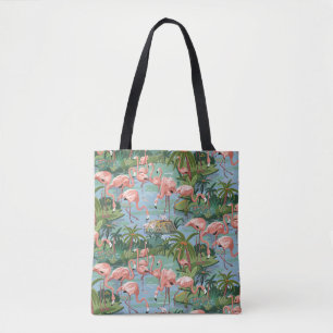Tote Bag Peinture rose de Flamants roses par le nombre