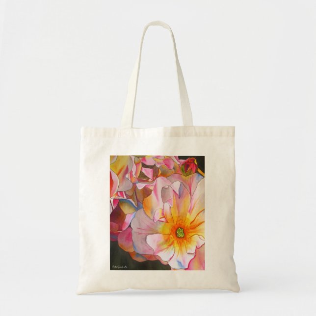 Tote Bag Peinture rose en pastel d'art d'aquarelle de (Devant)