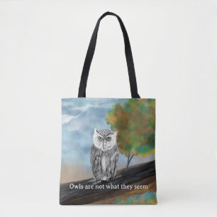Tote Bag Peinture saisonnière de la Chouette dans la nature