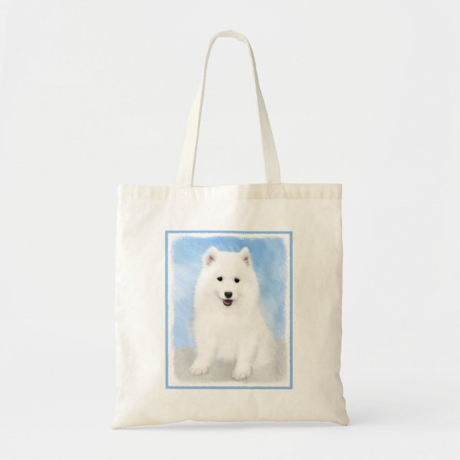 Tote Bag Peinture Samoyed Puppy - Jolie Art Original Chien (Devant)