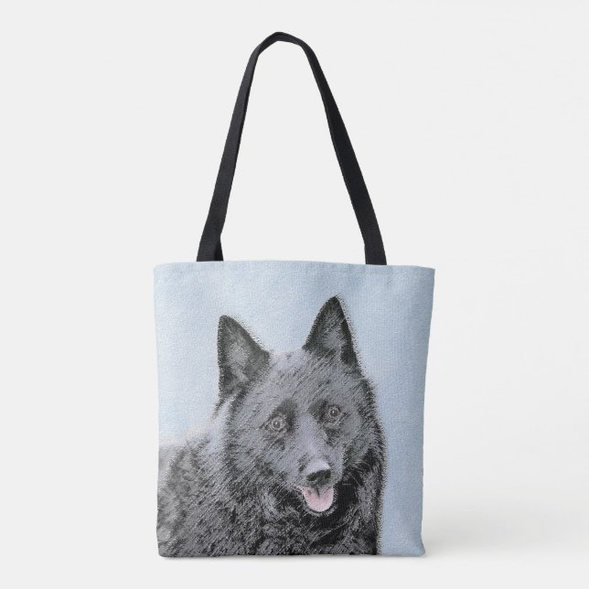 Tote Bag Peinture Schipperke - Cute Original Chien Art (Dos)