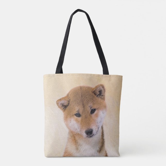 Tote Bag Peinture Shiba Inu (Rouge) - Art Chien original (Dos)
