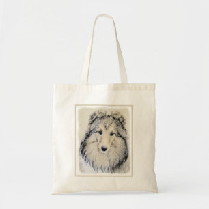 Tote Bag Peinture sur chien de Shetland - Belle art origina