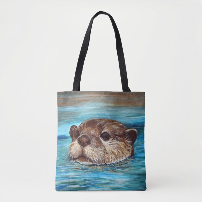 Tote Bag Peinture sur la loutre de rivière (Devant)