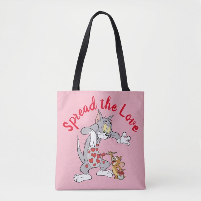 Tote Bag Peinture Tom & Jerry Coeurs de Saint-Valentin (Devant)