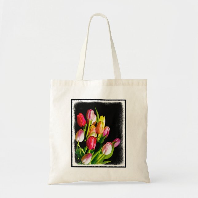 Tote Bag Peinture Tulip - Art Fleur original (Devant)
