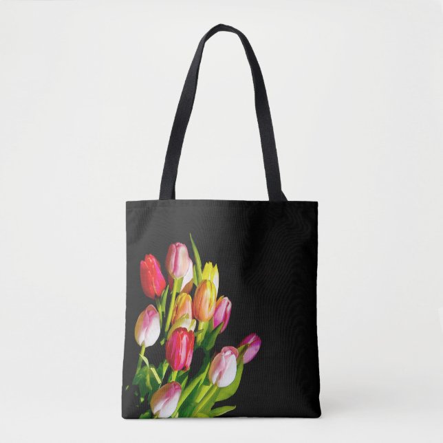Tote Bag Peinture Tulip - Art Fleur original (Devant)