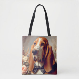 Tote Bag Peinture vintage à la hache Basset