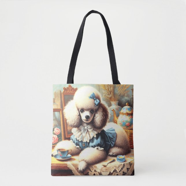 Tote Bag Peinture vintage de caniche (Devant)