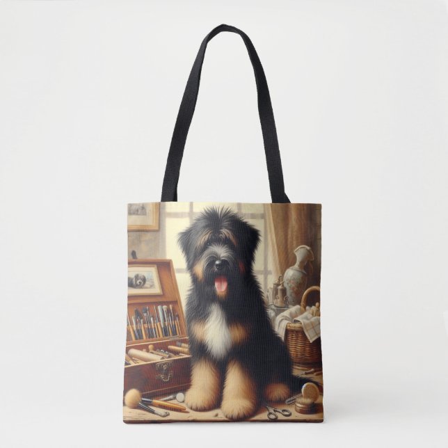Tote Bag Peinture vintage de chien de garde (Devant)
