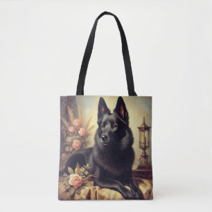 Tote Bag Peinture vintage de Chien Schipperke