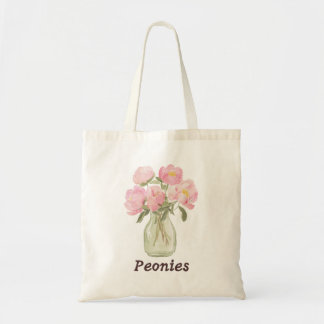 Tote Bag Peintures Aquarelles de Pivoines Roses Vintage - A