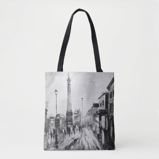 Tote Bag Peintures artistiques en noir et blanc. (Devant)