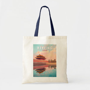 Tote Bag Pékin Chine Illustration Voyage Art Vintage