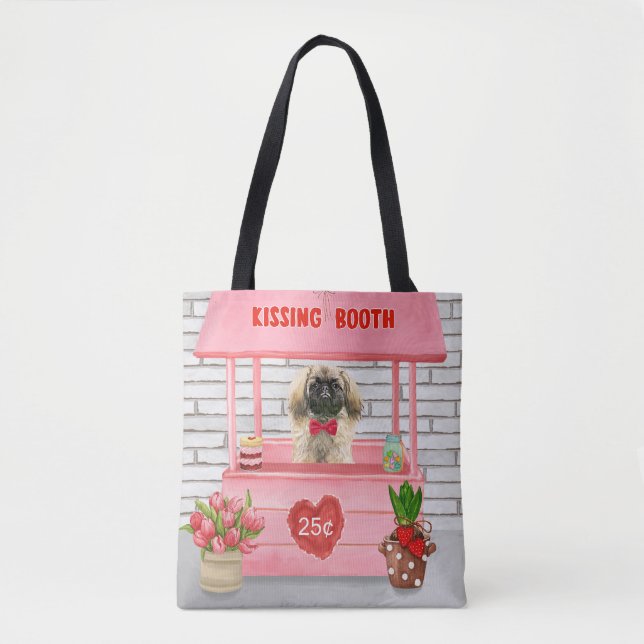 Tote Bag pekingese Chien Valentine's Day Kissing Booth (Devant)