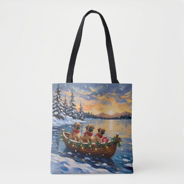 Tote Bag Pékinois Bateau de Noël Vacances (Devant)