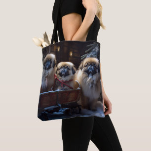 Tote Bag Pékinois période de fêtes de Noël