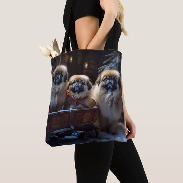 Tote Bag Pékinois période de fêtes de Noël (De près)