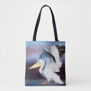 Tote Bag pélican 18 partout fourre-tout d'aquarelle
