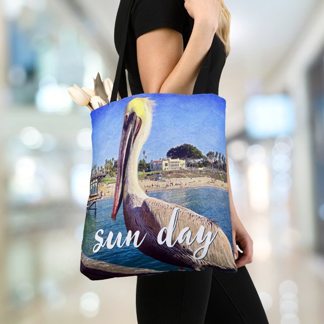 Tote Bag Pélican Bird Ocean Beach Pier Photo Sun Day Citati (Créateur téléchargé)