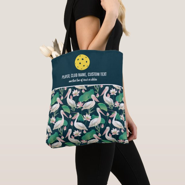 Tote Bag Pélican Tropical Imprimer Pickleball Personnalisé  (De près)