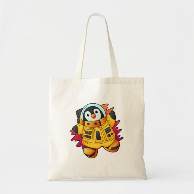 Tote Bag Penguin en costume d'astronaute (Devant)