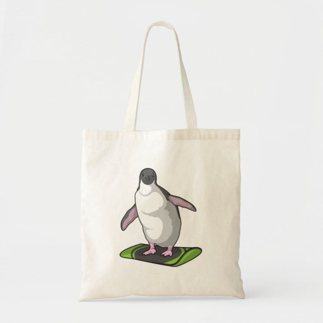 Tote Bag Penguin en Snowboardeur avec Snowboard (Devant)