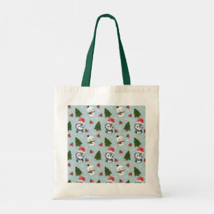 Tote Bag Penguin Père Noël Joyeux Joyeux motif d'arbre de N