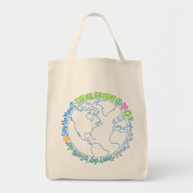 Tote Bag Pensez au monde vert (Devant)