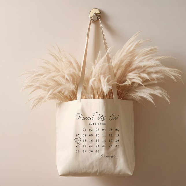 Tote Bag Pensez-Nous Dans Le Calendrier Minimal Amusant Enr (Pencil Us In Fun Minimal Calendar Save The Date Tote Bag)