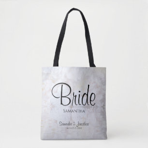 Tote Bag Peonies blanches et Coeurs réfléchissants Mariée M