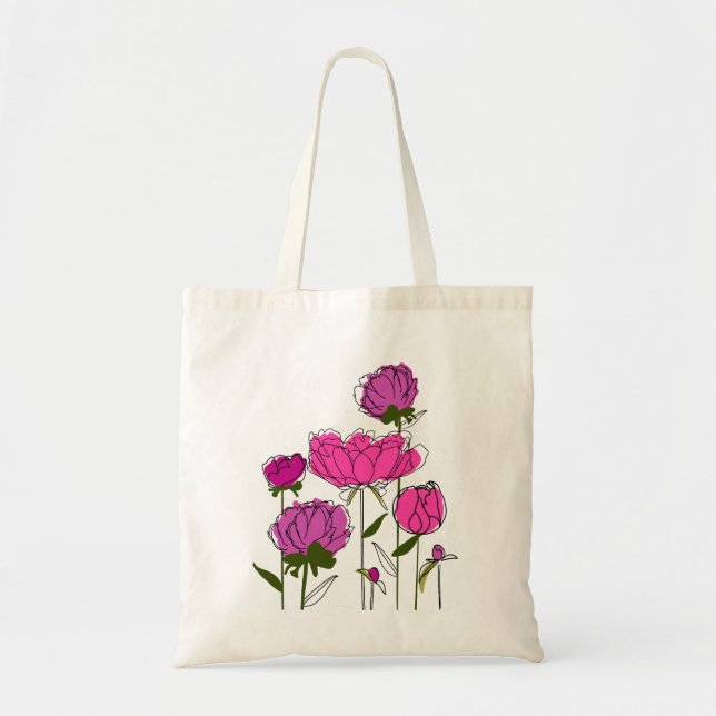 Tote Bag Peonies Budget Fourre-tout (Devant)