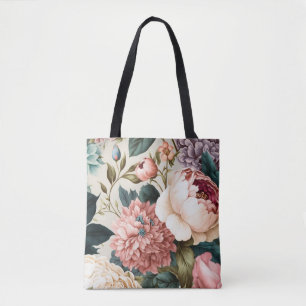 Tote Bag Peonies et Gardenia Motif floral sans soudure