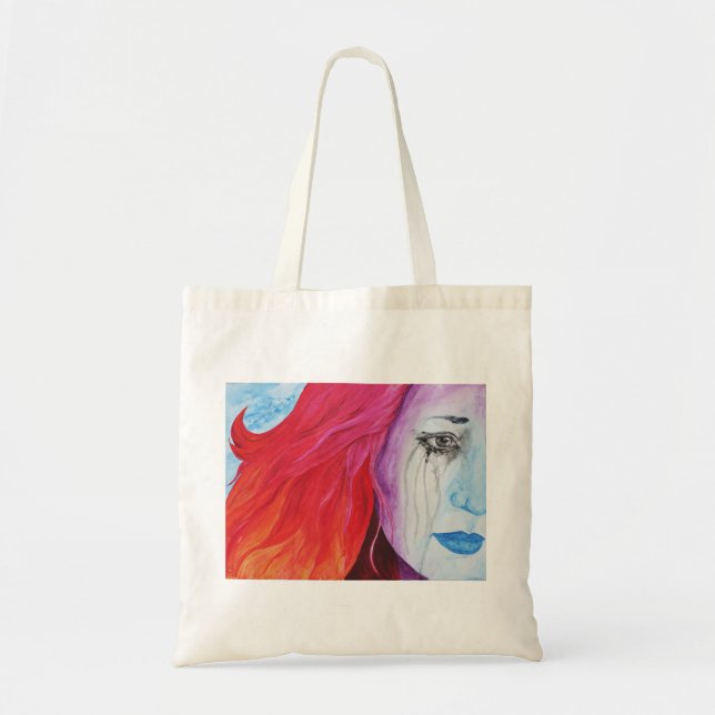 Tote Bag Perdre la fille couleur pleurer Surreal Rainbow Go (Devant)