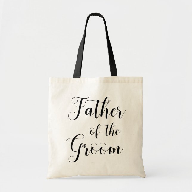 Tote Bag Père du marié. Script de mariage noir et blanc (Devant)
