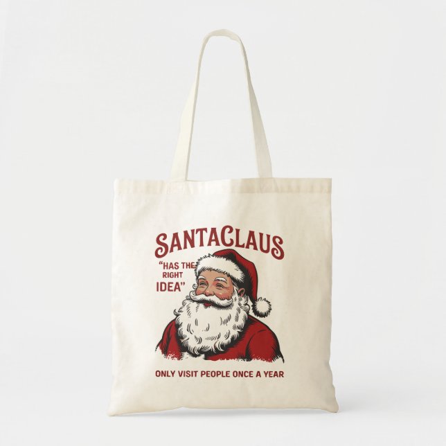 Tote Bag Père Noël a la bonne idée Funny Noël  (Devant)