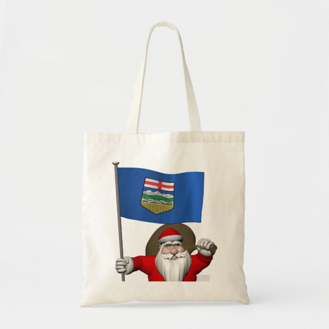 Tote Bag Père Noël Avec Drapeau De L'Alberta CDN (Devant)