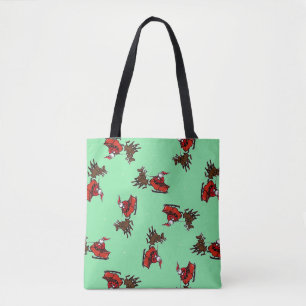 Tote Bag Père Noël avec sly sur vert