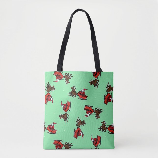 Tote Bag Père Noël avec sly sur vert (Devant)