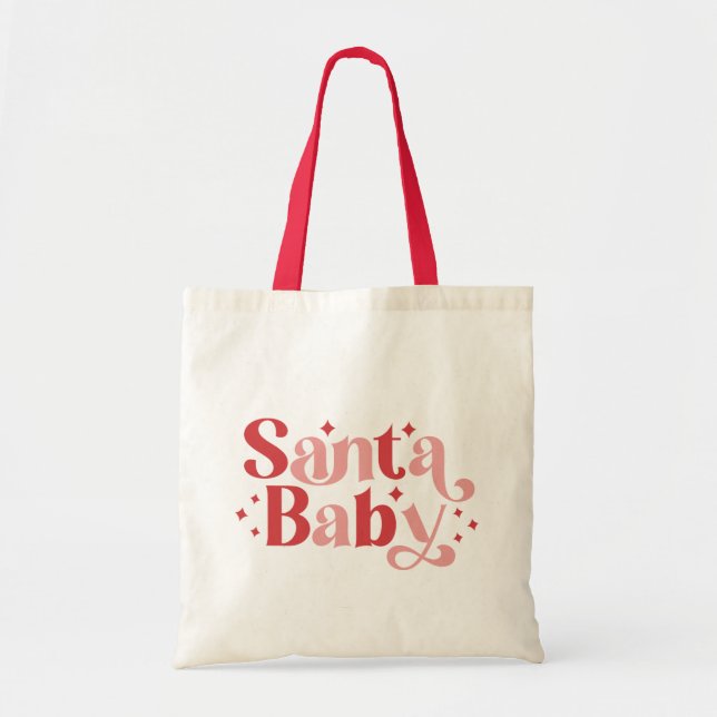 Tote Bag Père Noël Baby - Typographie de Noël rétro (Devant)