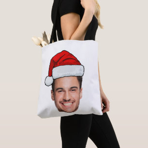 Tote Bag Père Noël Chapeau de Noël Photo de Visage Personna
