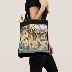 Tote Bag Père Noël Cruz California Illustrated Map Black