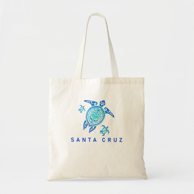 Tote Bag Père Noël Cruz California Sea Blue Tribal Turtle (Devant)