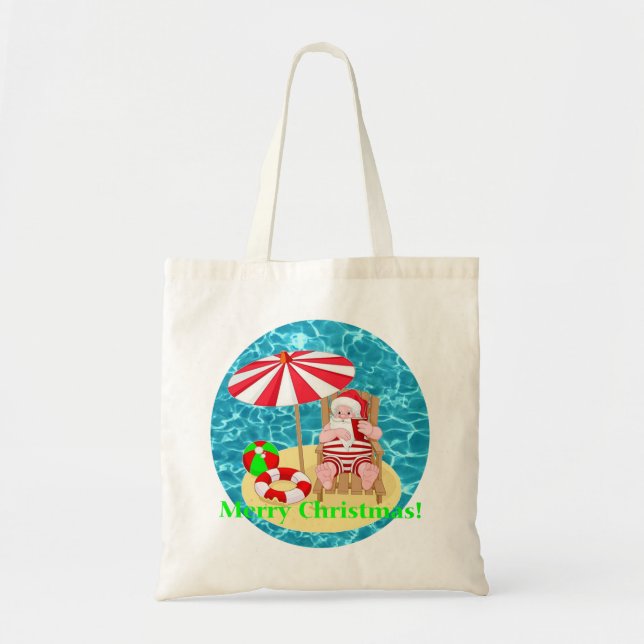 Tote Bag Père Noël de plage (Devant)