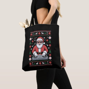 Tote Bag Père Noël DJ Noël Sweat-shirt hideux flocon de nei