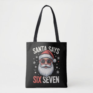 Tote Bag Père Noël drôle dit six sept Noël 67 Meme Xmas
