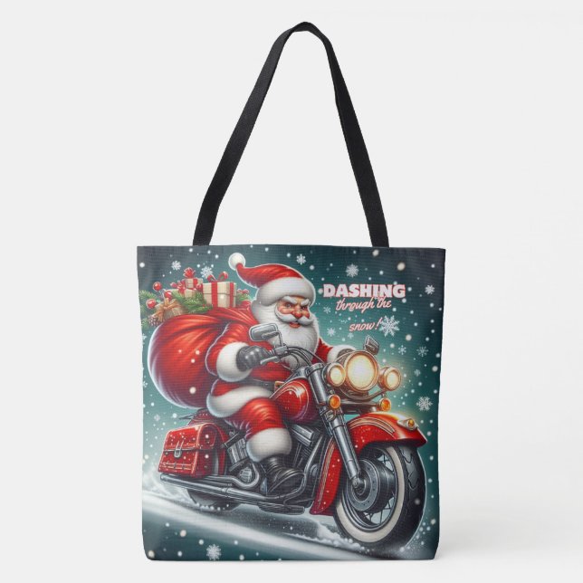 Tote Bag Père Noël en moto (Devant)